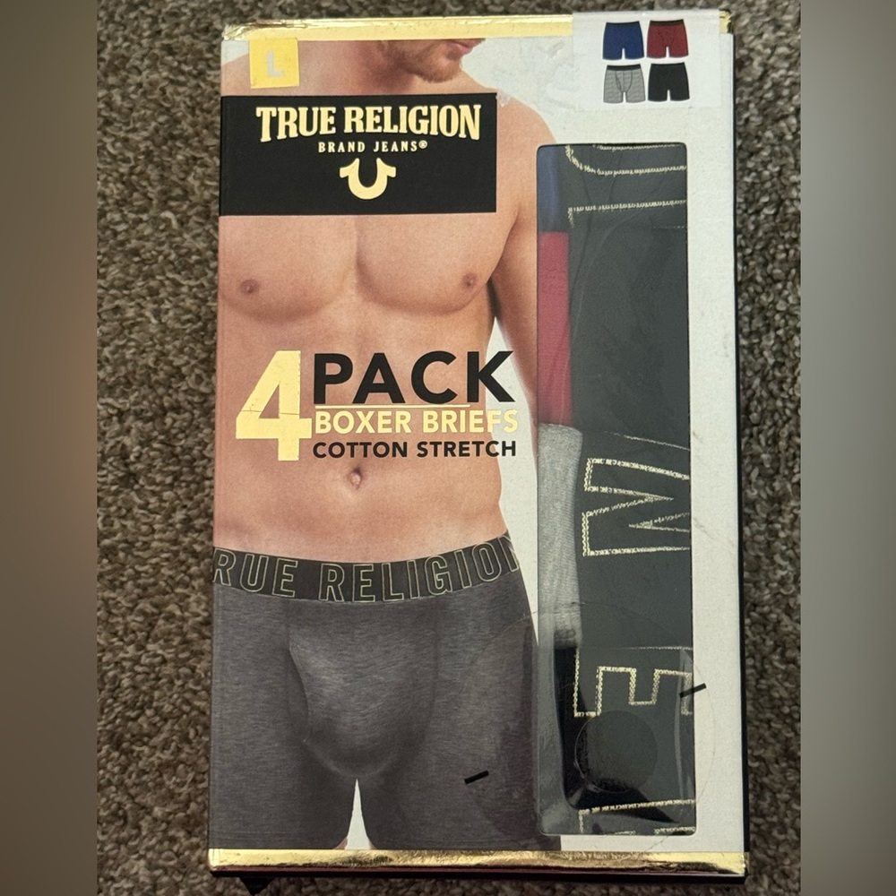 True Religion Boxer Briefs Black and Gray 4-Pack(L)